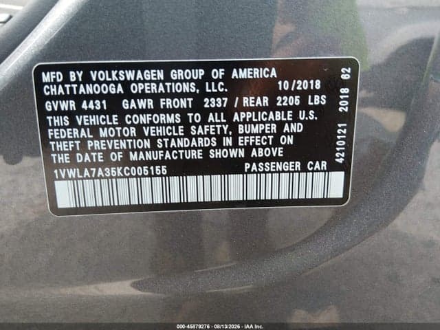 2019 VOLKSWAGEN PASSAT 2.0T WOLFSBURG EDITION 9