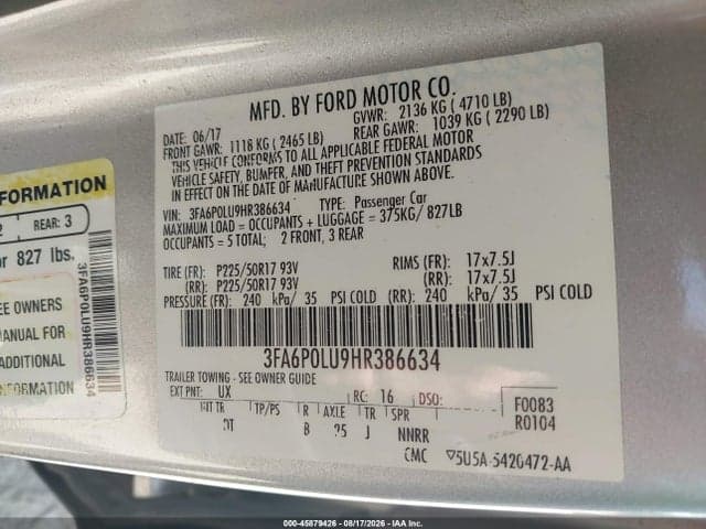 2017 FORD FUSION HYBRID SE 9