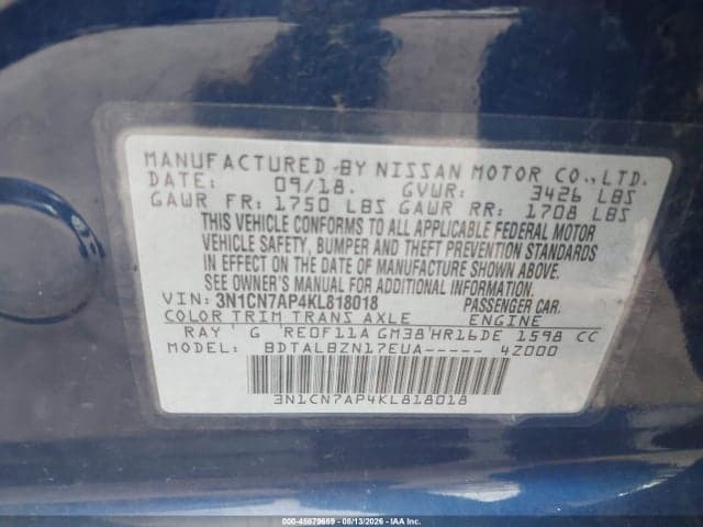 2019 NISSAN VERSA 1.6 SV 9