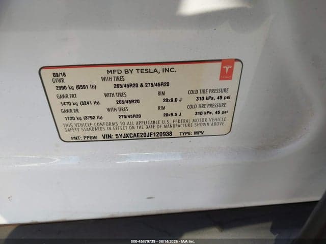 2018 TESLA MODEL X 100D/75D/P100D 9