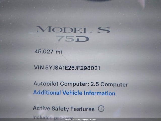 2018 TESLA MODEL S 100D/75D/P100D 9