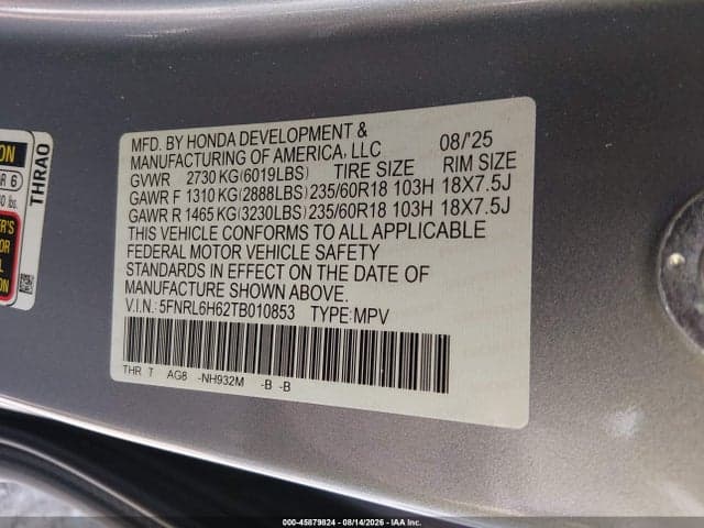 2026 HONDA ODYSSEY EX-L 9