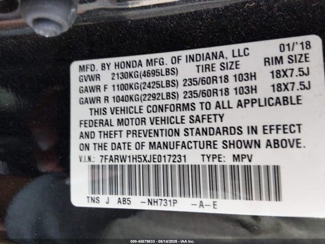 2018 HONDA CR-V EX 9