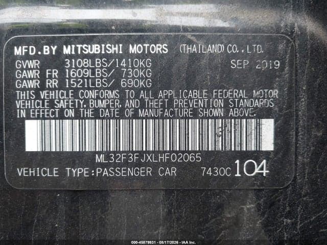 2020 MITSUBISHI MIRAGE G4 ES 9