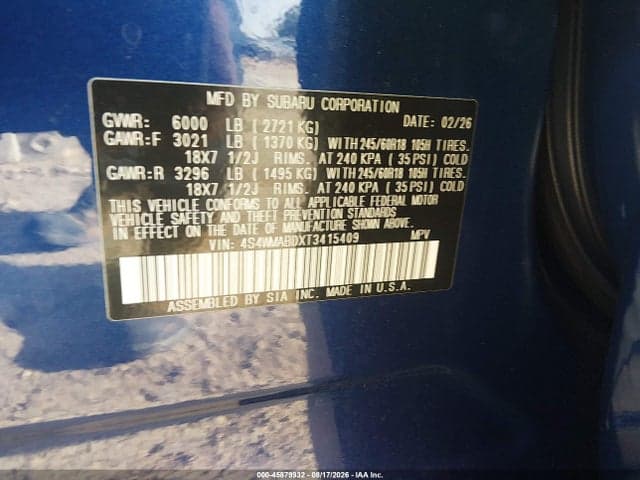 2026 SUBARU ASCENT PREMIUM 7-PASSENGER 9