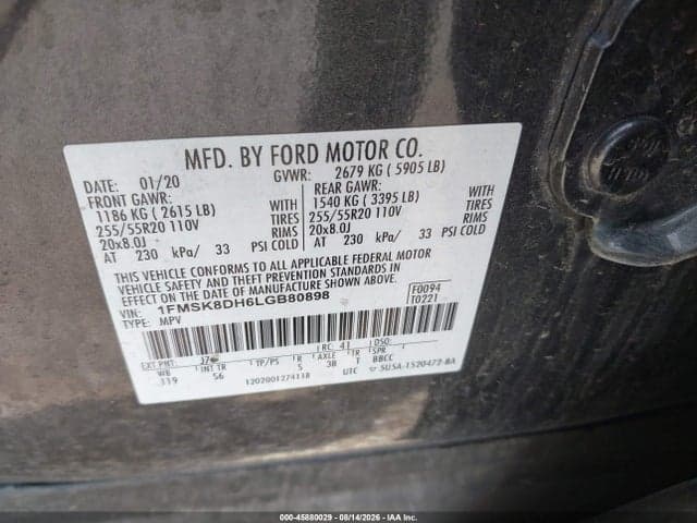 2020 FORD EXPLORER XLT 9