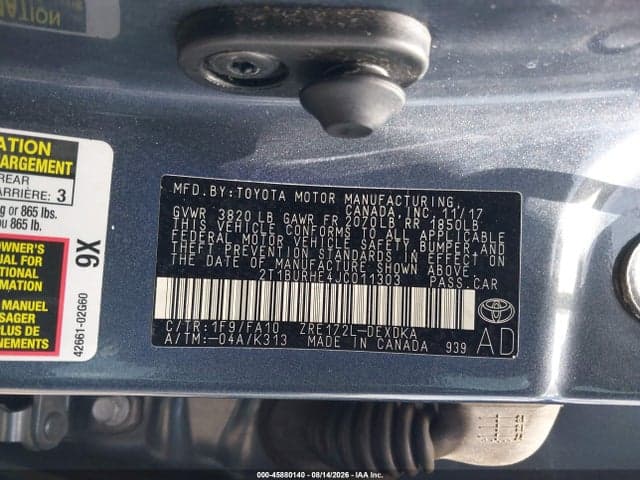 2018 TOYOTA COROLLA L 9