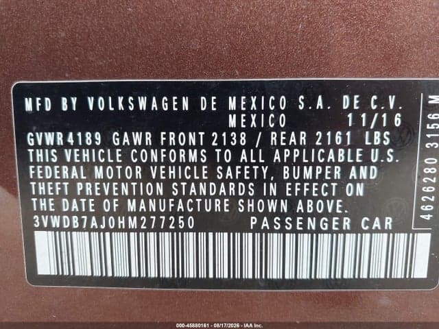 2017 VOLKSWAGEN JETTA 1.4T SE 9