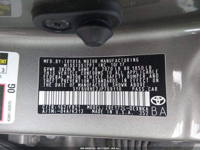 2018 TOYOTA COROLLA LE 9