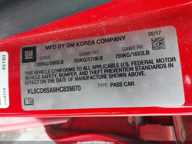 2017 CHEVROLET SPARK 1LT CVT 9