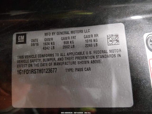 2017 CHEVROLET CAMARO 2LT 9
