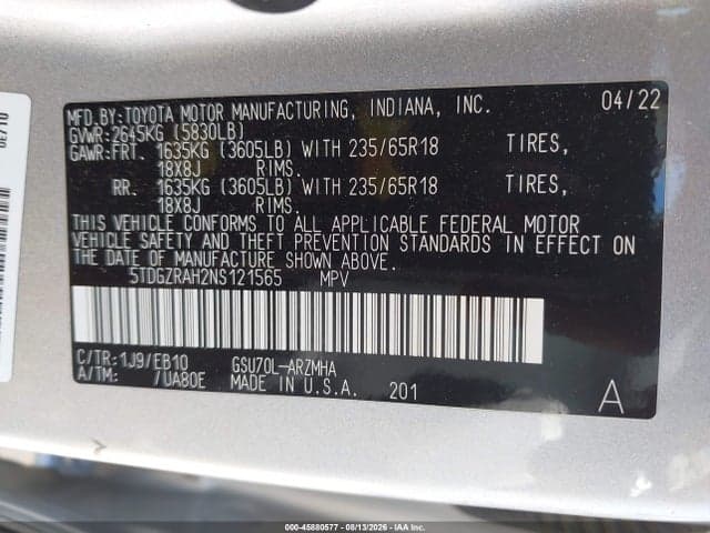2022 TOYOTA HIGHLANDER XLE 9