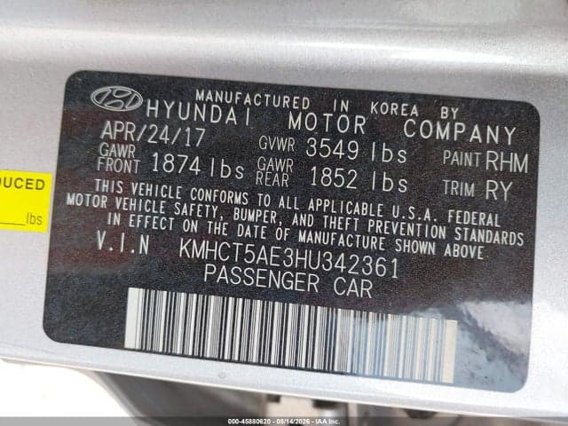 2017 HYUNDAI ACCENT SE 10