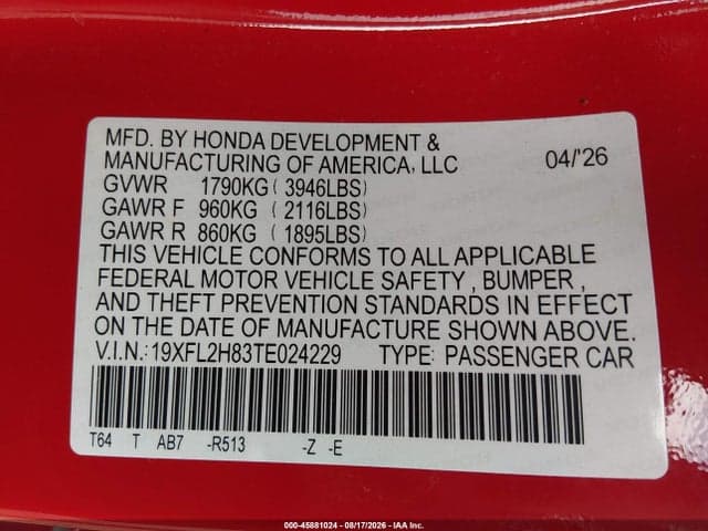 2026 HONDA CIVIC SPORT 9