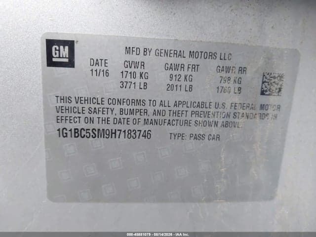2017 CHEVROLET CRUZE LS AUTO 9