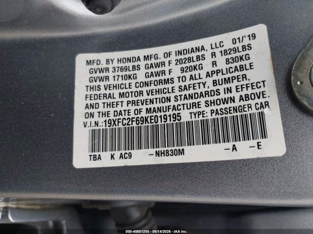 2019 HONDA CIVIC LX 9