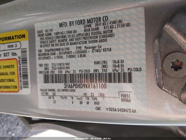2019 FORD FUSION SE 9