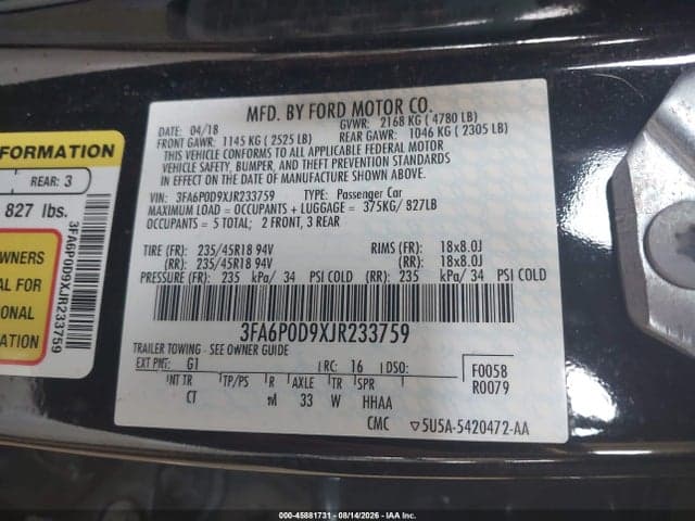 2018 FORD FUSION TITANIUM 9