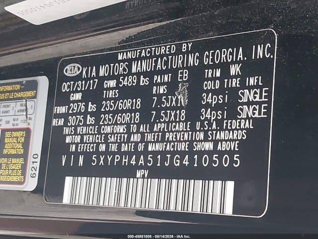 2018 KIA SORENTO 3.3L EX 9