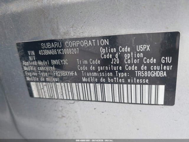 2019 SUBARU LEGACY 2.5I 9