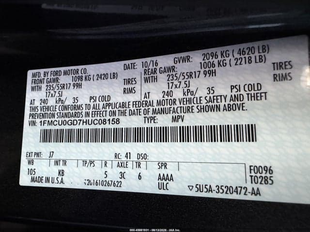 2017 FORD ESCAPE SE 9