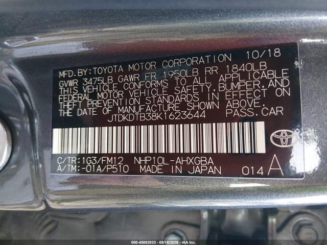 2019 TOYOTA PRIUS C LE 9