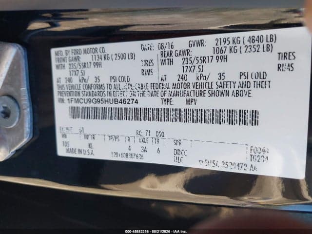 2017 FORD ESCAPE SE 9