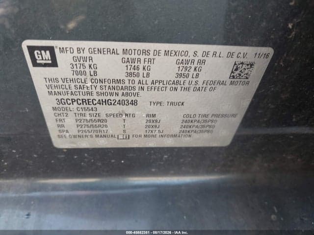 2017 CHEVROLET SILVERADO 1500 LT 10