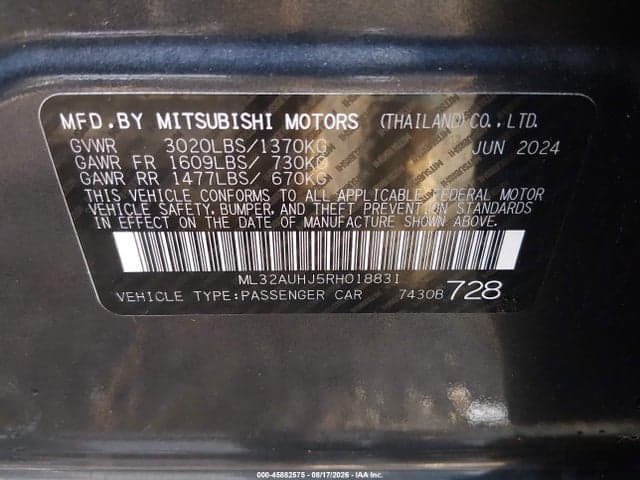 2024 MITSUBISHI MIRAGE ES/LE 9