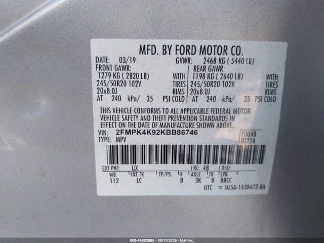 2019 FORD EDGE TITANIUM 9