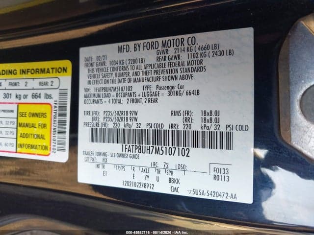 2021 FORD MUSTANG ECOBOOST PREMIUM 9