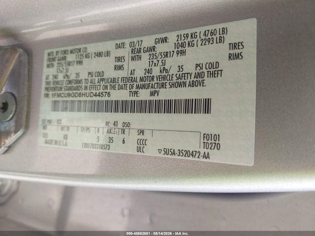 2017 FORD ESCAPE SE 9