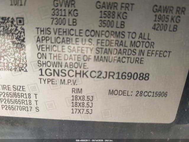 2018 CHEVROLET SUBURBAN LT 9