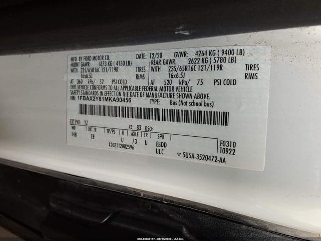 2021 FORD TRANSIT-350 PASSENGER VAN XL 9
