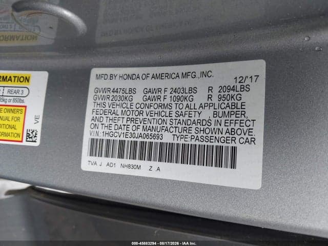 2018 HONDA ACCORD SPORT 9