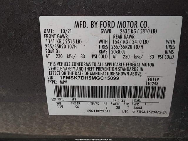 2021 FORD EXPLORER XLT 9
