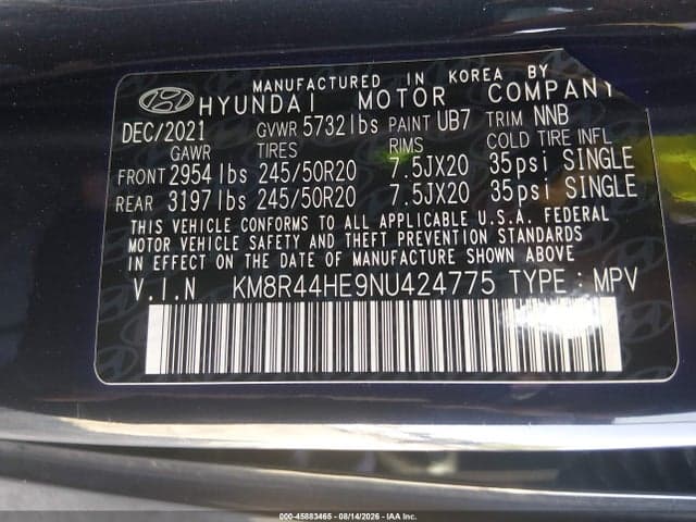 2022 HYUNDAI PALISADE SEL 9