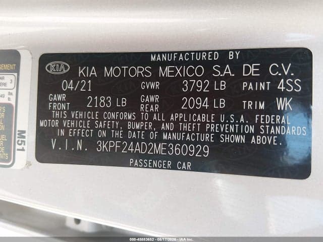 2021 KIA FORTE LXS 9