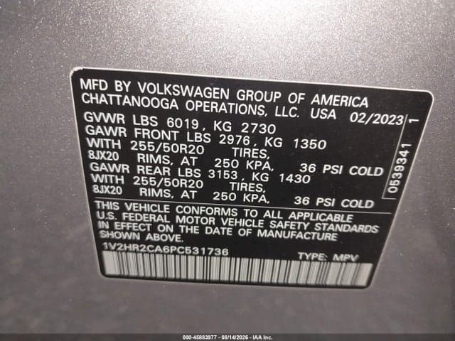 2023 VOLKSWAGEN ATLAS 3.6L V6 SE W/TECHNOLOGY 9