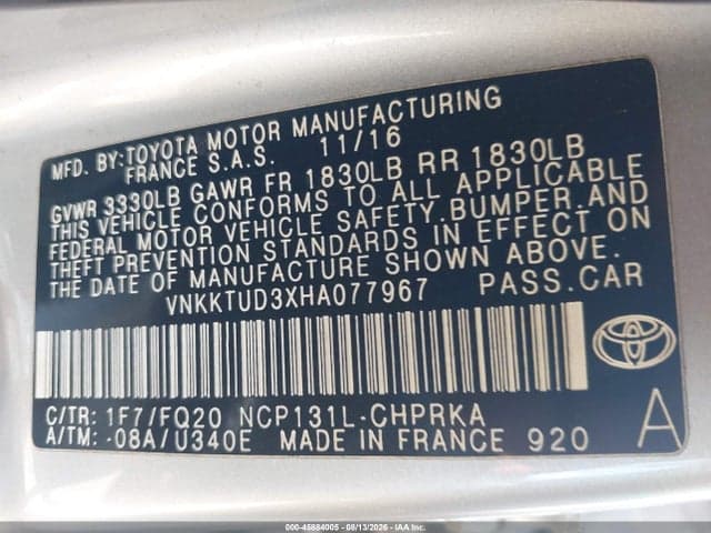2017 TOYOTA YARIS L 9