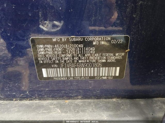 2022 SUBARU WRX PREMIUM 9