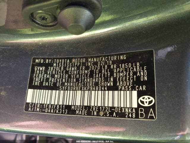 2019 TOYOTA COROLLA LE 9