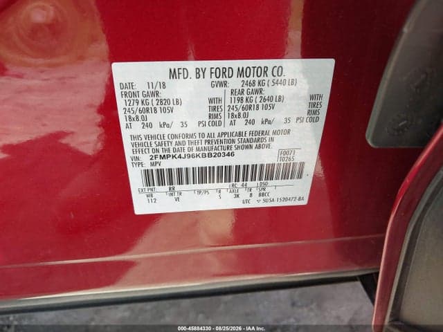 2019 FORD EDGE SEL 9