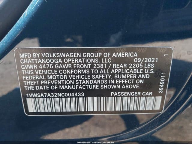 2022 VOLKSWAGEN PASSAT 2.0T SE 9