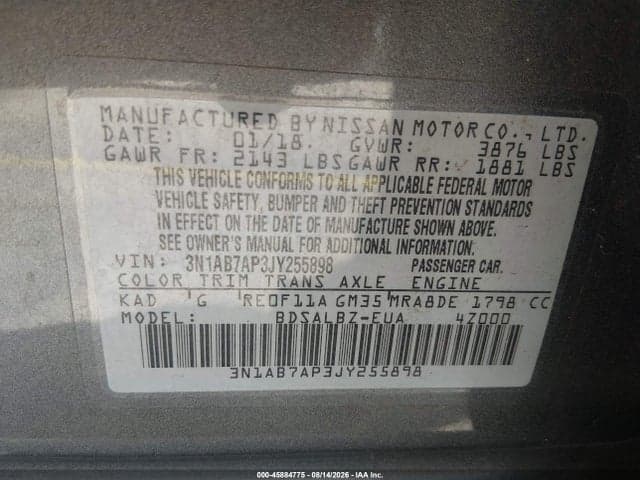 2018 NISSAN SENTRA S 9