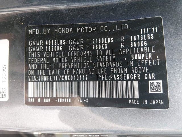 2022 HONDA CIVIC EX 10
