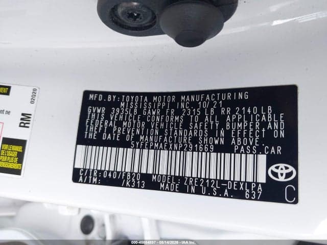 2022 TOYOTA COROLLA LE 9