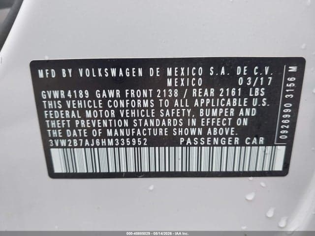 2017 VOLKSWAGEN JETTA 1.4T S 9