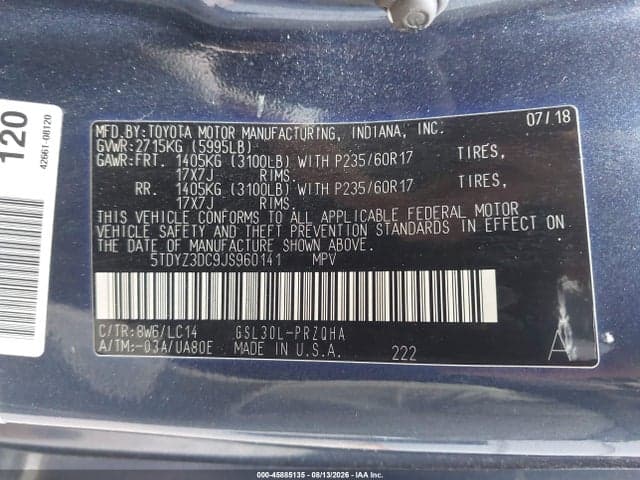 2018 TOYOTA SIENNA XLE 8 PASSENGER 9