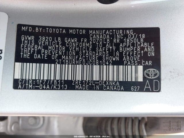 2018 TOYOTA COROLLA LE 9